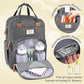 RUVALINO Diaper Bag Backpack-Expandable Baby Bag with up to 50% Capacity -Baby Essentials Bag with Changing Pad Insulated Bottle Holders & Pacifier Case, Waterproof, Dark Gray XL