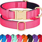 Didog Soft Padded Dog Collars for Medium Dogs, Colorful and Durable Dog Collar with Quick Release Buckle, Light and Breathable for Daily Walking, Pink, M