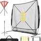 VIVOHOME Baseball Softball Hitting Net with Large Ball Collection System, 7 x 7 ft Baseball Batting Pitching Net with Tee, 2 Strike Zone, Carry Bag