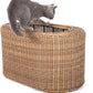 Fun Stackable Wicker Cat Hideaway House - Interactive Play Rattan Cat House for Indoor Cats Kitty, Pet Friendly Top/Side House Entry, Cat Bed Enclosed