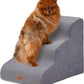 Gray Curved Dog Stairs Ramp for Small Dogs & Cats 17.1" H, 3-Step Dog Steps for Couch Sofa and Chair, Pet Stairs for Cats, Non-Slip Balanced Pet Steps