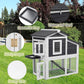 2 Story Rabbit Cage, Weatherproof Rabbit Hutch Indoor & Outdoor, Wooden Guinea Pig Cages with Removable Tray Openable Roof for Small to Medium Animals