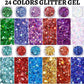 Teenitor 24 Colors Body & Hair Glitter Gel - Face, Body, Hair Glitter for Halloween Makeup Festival