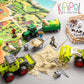 59 PCS Farm Sensory Bin Sandbox with Lid, 2.2 LB Sensory Sand, 40 Toddler Farm Toys, 3 Take Apart Construction Trucks -Sensory Toys for Kids 5-7, 3-4 & Up- Kids Gifts for Boys and Girls