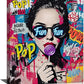 Fashion Women Wall Art Glam Modern Artwork for Girls Banksy Street Graffiti Pop Art Canvas Pictures Painting Print Framed Decorations Gifts for Bedroom Living Room Office 12"x16"