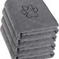 Chumia 4 Pack Dog Towels for Drying Large Microfiber Grooming Tools Absorbent Soft Bath Supplies with Embroidered Paw for Small Medium Pet Products(16 x 32 Inch,Gray)