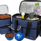 PetAmi Dog Travel Bag, Travel Pet Bag Organizer, Dog Food Travel Bag with Food Container and Bowls, Dog Travel Supplies Gift Accessories for Weekend Camping, Dog Cat Diaper Bag (Navy, Medium)