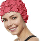 BEEMO Floral Petal Ladies Bathing Swim Cap Women Retro Swim Hat Long/Short Hair