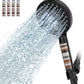 Filtered Shower Head with Handheld, High Pressure 9 Spray Mode Matte Black Showerhead with 4 Filters, Detachable Shower Head, Water Softener Filters Beads for Hard Water - Remove Chlorine