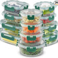 JoyJolt 24pc Borosilicate Glass Storage Containers with Lids | 12 Airtight/Freezer Safe Food Storage Containers for Pantry and Kitchen | Meal Prep Container for Lunch | Glass Tupperware Set