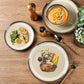 GBHOME Ceramic Dinnerware Sets for 4, 12 Pieces Stoneware Plates and Bowls Sets, Scratch Resistant Dishes, Dishwasher & Microwave Safe, Reactive Glaze-Gravel