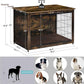 DWANTON Dog Crate Furniture with Cushion, Wooden Kennel Table with Double Doors, Indoor Dog House, Large Size, 38.5" L, Rustic Brown