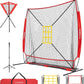 VIVOHOME Baseball Softball Hitting Net with Large Ball Collection System, 7 x 7 ft Baseball Batting Pitching Net with Tee, 2 Strike Zone, Carry Bag