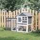 Rabbit Hutch 2-Tier, Small Wooden Chicken Coop for Outdoor Use - Weatherproof Small Animal Hutch with Non-Slip Ramp, 4 Access Doors & Removable Tray for Rabbits, Guinea Pigs, Ferrets (Indoor/Outdoor)