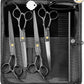 Professional Dog Grooming Scissors Set - 6.5" Thinning, 7" Straight, 7" Up-Curved, 7" Down-curved Scissors and Comb for Dog Cat Pet (Black)