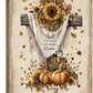 Christian Fall Wall Art Autumn Rustic Cross Sunflower Pumpkin Wall Decor Fall for Jesus He Never Leaves Pictures Painting Print Framed Artwork Decorations Gifts for Living Room Bedroom Prayer Room Office 16"x24"