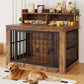 IRONCK Extra Large Dog Crate Furniture, 43.3 inches Wooden Dog Crate with Storage and 4 Hooks, Heavy Duty Pet Crate for Large Dog, Decorative Pet Cage for Indoor (30" L x 43.3" W x 41.1" H)
