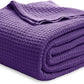 Bedsure 100% Cotton Blanket King Size for Bed - Breathable and Soft, Waffle Weave Blanket for Summer, Thick Cozy Fall Blankets for Women Gift, Purple, 104x90 inches