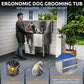 KANIS Professional Dog Washing Station - 304 Stainless Steel Pet Wash Sink & Grooming Bath Tub for Home with Ramp, Shower, Floor Grate, Storage Drawer, Faucet, Drain Kit for Large, Medium & Small Pets