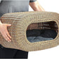 Fun Stackable Wicker Cat Hideaway House - Interactive Play Rattan Cat House for Indoor Cats Kitty, Pet Friendly Top/Side House Entry, Cat Bed Enclosed