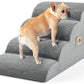 IFNOW Dog Stairs for Small Dogs, 4-Step Sturdy Dog Steps for Bed, Couch, Sofa, Waterproof Pet Stairs for Older Cats, Puppy, Removable Washable Cover, Non-Slip Curved Pet Ramp Indoor, Grey