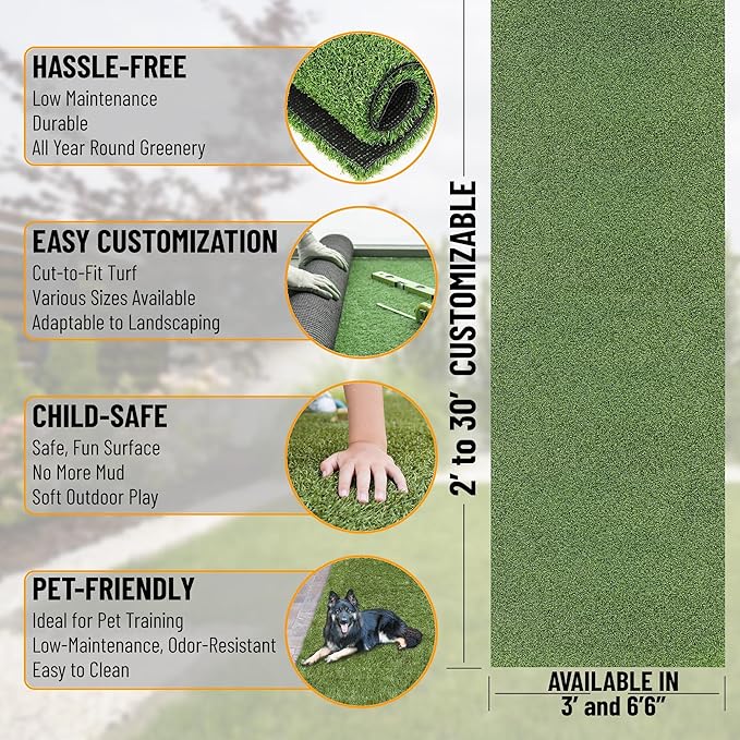 Ottomanson Artificial Turf Golf Hitting Mat 3' x 4' Indoor/Outdoor Waterproof Synthetic Fake Grass for Putting Practice Baseball Football Sports Gym Backyard, Custom Size 2' up to 30'