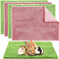 Amylove 4 Pcs Guinea Pig Cage Liner Guinea Pig Bedding Washable Fleece Pee Pads Reusable Small Animals Training Mat Small Animal Sleeping Bed for Bunny Hamster (Green Pink,16 x 24 Inch)