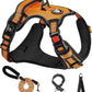 NESTROAD No Pull Dog Harness,Adjustable Oxford Dog Vest Harness with Leash,Reflective No-Choke Pet Harness with Easy Control Soft Handle for Large Dogs(X-Large,Orange)