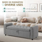 Ottoman with Storage, Tufted Storage Bench for Bedroom, 48" Fabrics End of Bed Bench, Upholstered Entryway Shoe Benches with Rolled Arm & Inner Zipper, Window Ottomans Chest with Rivets, Drak Grey
