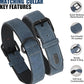 Didog Soft Padded Leather Dog Collar and Leash Set, Adjustable Dog Leash and Collar Set with Metal Buckle, Breathable Dog Collars with 4FT Faux Leather Dog Leash for Small Medium Large Dogs, Blue, XL