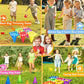 Eocolz 49PCS Carnival Games Outdoor Combo Set for Kids with LED Light, Plastic Cones Obstacle Course Bean Bags Balls Ring Toss Game Egg and Spoon Race Lawn Game, Gift for Birthday Party/Xmas/Easter