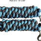 Majestic Ally Pack of 2 Solid Cotton Lead Rope for Horses & Livestock – 10 Foot Long and 5/8 inch Thick - Replaceable Heavy-Duty Satin Bolt Snap – Handmade – Soft, Broken in Feel (Turquoise -Brown)