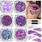Teenitor Body Glitter Gel - Purple Face & Body Glitter Set, 6 Shapes, Hair Glitter Gel, Makeup Glitters for Face, Body, Hair