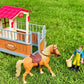 Peagrav Horse Stable Playset with Rider, Wash Area, Fence & Animal Figures - Gifts for Girls & Boys Aged 3-8