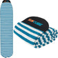 SUN CUBE Surfboard Sock Cover, Protective Surf Bag for Surfing Board, Light Stretchy Surfbag Sleeve for Longboard, Hybrid (8'6'', Black White)