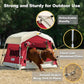 Dog Tent Cotton Fabric, Aluminum Poles and Camping Mat, Outdoor Weatherproof, Dog House Outdoor, Breathable with 2 Side Windows, Portable and Collapsible (Red, Small)