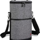 ALLCAMP 2 Bottle Wine Tote Carrier - Insulated Portable Padded Canvas Wine Bag for Travel, BYOB Restaurant, Wine Tasting, Party, Great Christmas Day Gift for Wine Lover，Gray