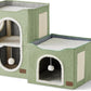 Bedsure 2 Story Cat House - Cat Condos for Indoor Cats with Scratch Pad and Fluffy Ball Hanging, Small Pet Cave Furniture Hideaway for Multi Pets, 18x14x23 inches, Green