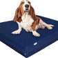 Dogbed4less Large Orthopedic Memory Foam Dog Bed for Medium to Large Dogs with Durable Waterproof Internal Case, Removable Washable Denim Cover + Bonus Pet Bed Cover, 41X27X4 Fit 42X28 Dog Crate, Blue