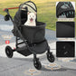 Pet Stroller with 4 Wheels, Foldable Pet Travel Carrier for Small/Medium Dogs Cats up to 50lbs, Detachble Portable Pet Bag, Storage Basket, Car Seat 3 in 1 Multifunctional (Black)