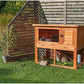 TRIXIE natura Outdoor Rabbit Hutch with Run - 2-Story Rabbit Cage with Non-Slip Ramp - Large Elevated Small Animal House with Secure Playpen, Hinged Roof & Pull-Out Tray - in Brown