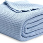 Bedsure 100% Cotton Blanket King Size for Bed - Breathable and Soft, Waffle Weave Blanket for Summer, Thick Cozy Fall Blankets for Women Gift, Sky Blue, 104x90 inches