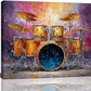 Music Wall Art Graffiti Musical Instruments Canvas Wall Decor Drum Pictures Painting Print Artwork Framed Decorations Gifts for Drummers Music Lover Studio Bar Musician Home Bedroom Living Room 16"x20"
