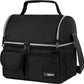 opux Lunch Box for Men, Adult Lunch Box Cooler, Insulated Lunch Bag Women, Dual Compartment Lunchbox for Work, Leakproof Double Decker Lunch Bag, Soft Lunch Pail Tote Boys Girls Kids School, Black