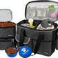 PetAmi Dog Travel Bag, Travel Pet Bag Organizer, Dog Food Travel Bag with Food Container and Bowls, Dog Travel Supplies Gift Accessories for Weekend Camping, Dog Cat Diaper Bag (Charcoal, Medium)