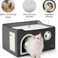 Bedsure Large Cat Beds for Indoor Cats - Extra Wide Cat Cube House for Small Pet with Fluffy Ball Hanging and Scratch Pad, Foldable Pet Cave Hideaway for Multiple Cats, 23.6x16.9x13 inches, Dark Grey