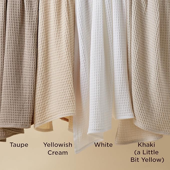 Bedsure 100% Cotton Blanket Twin XL Size for College Dorm - Breathable and Soft, Waffle Weave Twin Blanket for Summer, Dorm Room Essentials, Yellowish Cream, 66x90 inches