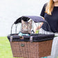 Travelin K9 Pet-Pilot MAX Wicker Bike Basket for Dogs/Cats - Includes Wire Cage Top w/Sun Shade + Plush Removable Padded Liner