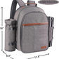 Apollo Walker Picnic Backpack Set for 2 Person with Cooler Compartment, Detachable Bottle/Wine Holder, Fleece Blanket, Plates and Cutlery Set