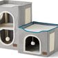 Bedsure 2 Story Cat House - Cat Condos for Indoor Cats with Scratch Pad and Fluffy Ball Hanging, Small Pet Cave Furniture Hideaway for Multi Pets, 18x14x23 inches, Grey